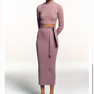 Chic Pale Pink Knit Pencil Skirt: Modern Elegance